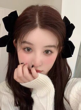 赵丽颖同款蝴蝶结发夹立体丝绒公主风顶夹韩式少女感两侧对夹头饰