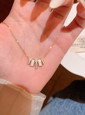 新款贝母几何钛钢锁骨链女简约