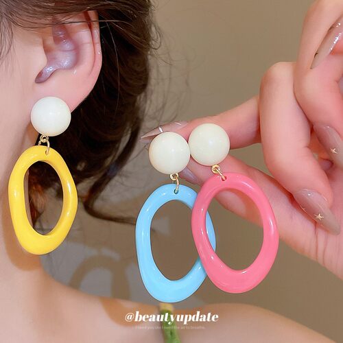 多巴胺镂空圆圈耳钉清新百搭