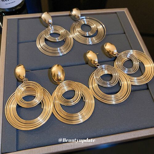 缠绕多层几何耳环欧美金属