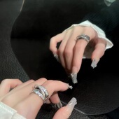 潮 指环网红2025年新款 冷淡风装 饰开口戒指女小众设计高级感个性