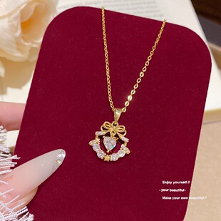 在逃公主蝴蝶结项链女优雅百搭饰品小众设计颈链轻奢高级感锁骨链