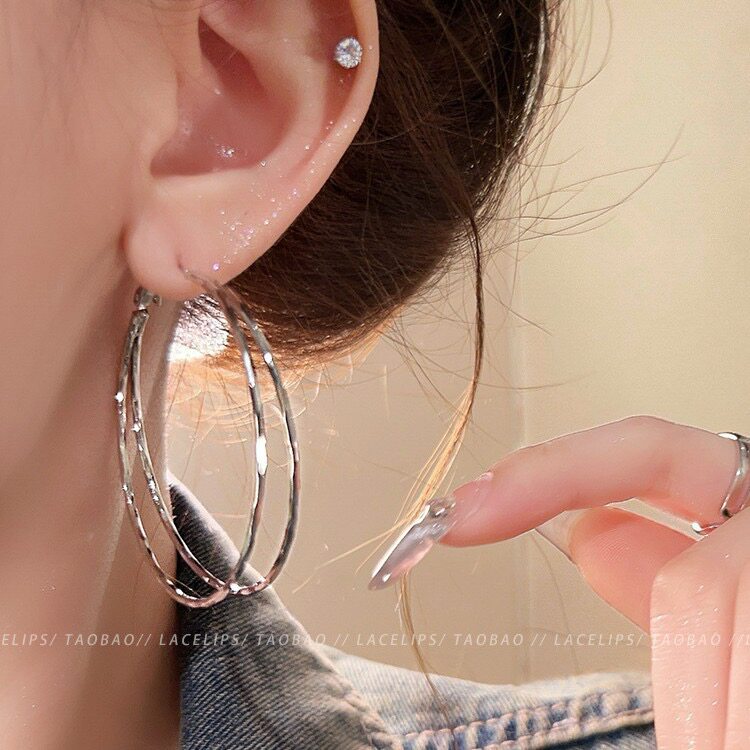 欧美夸张大双层耳圈女新款爆款