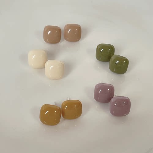 小方糖简约耳钉小众设计复古