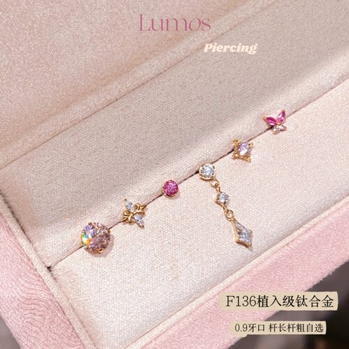 Lumos Beauty系列F136植入级内螺旋钛合金耳钉养耳洞耳骨钉耳环
