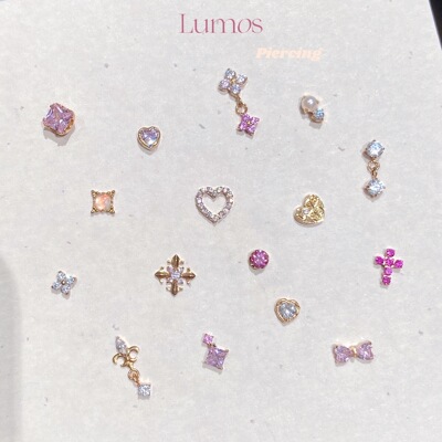 Lumos Tickled pink系列粉色F136内螺旋钛合金耳钉耳骨钉耳蜗Flat