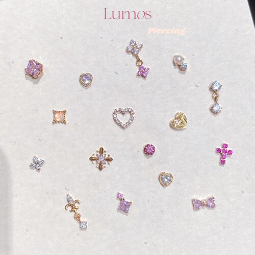 Lumos Tickled pink系列粉色F136内螺旋植入级钛合金耳钉耳骨钉