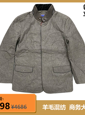 专柜正品0.9折原4686元意大利男装 男士商务棉服外套中长款棉衣秋