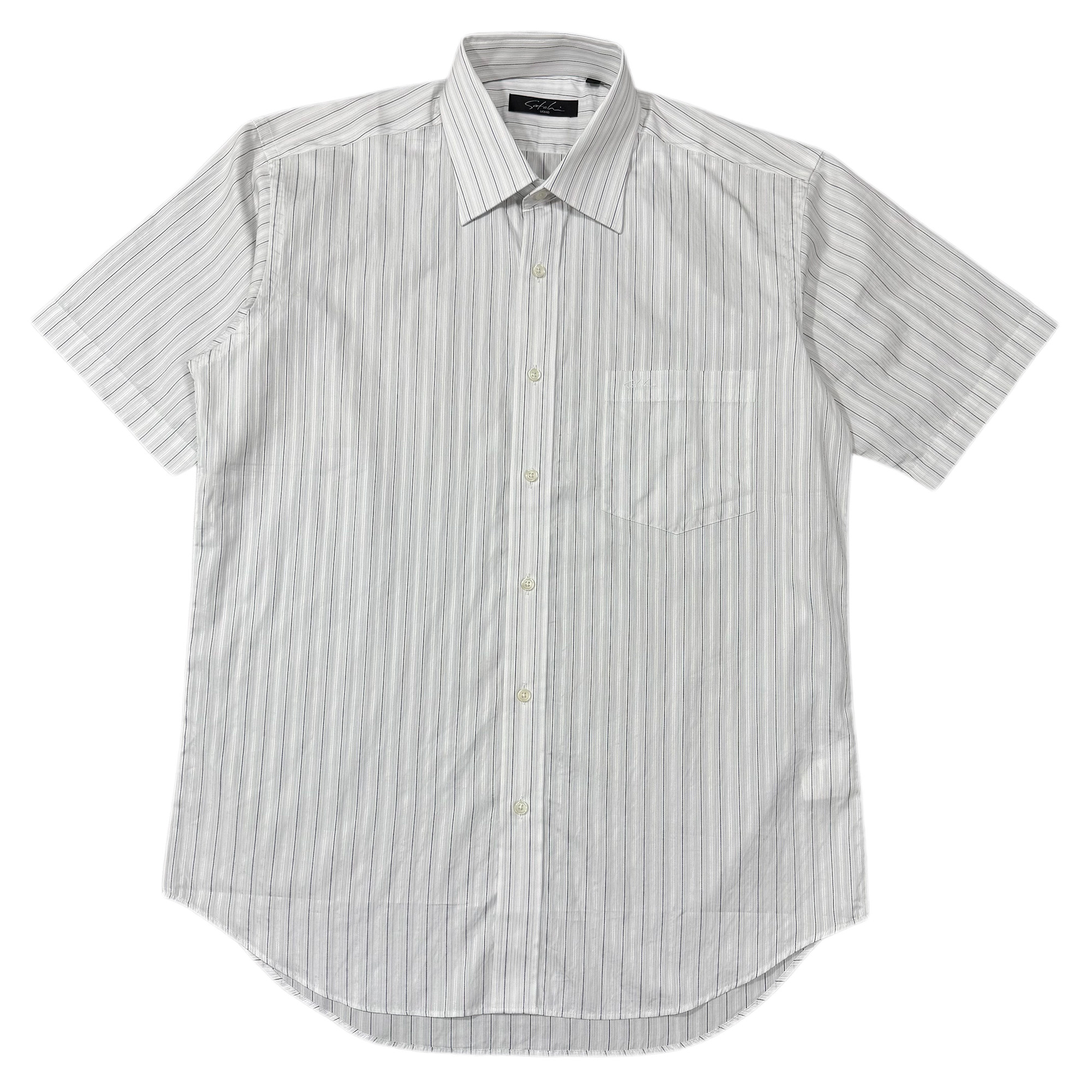 意大利原产 瑞士 Alumo 高支棉条纹短袖衬衫 男士高端商务衬衣