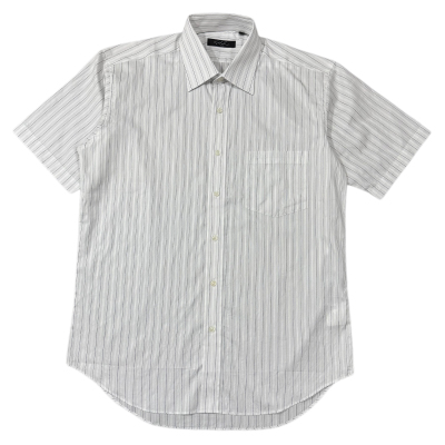 意大利原产 瑞士 Alumo 高支棉条纹短袖衬衫 男士高端商务衬衣