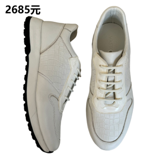 专柜正品2685元头层牛皮男士时尚小白鞋运动休闲软底舒适透气真皮