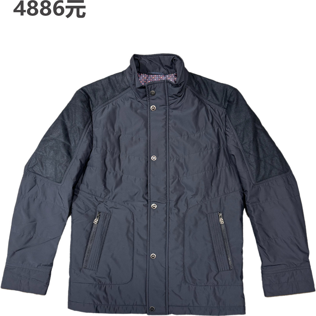 专柜同款4886元男士商务立领棉服外套秋冬新款中长款保暖绅士夹克