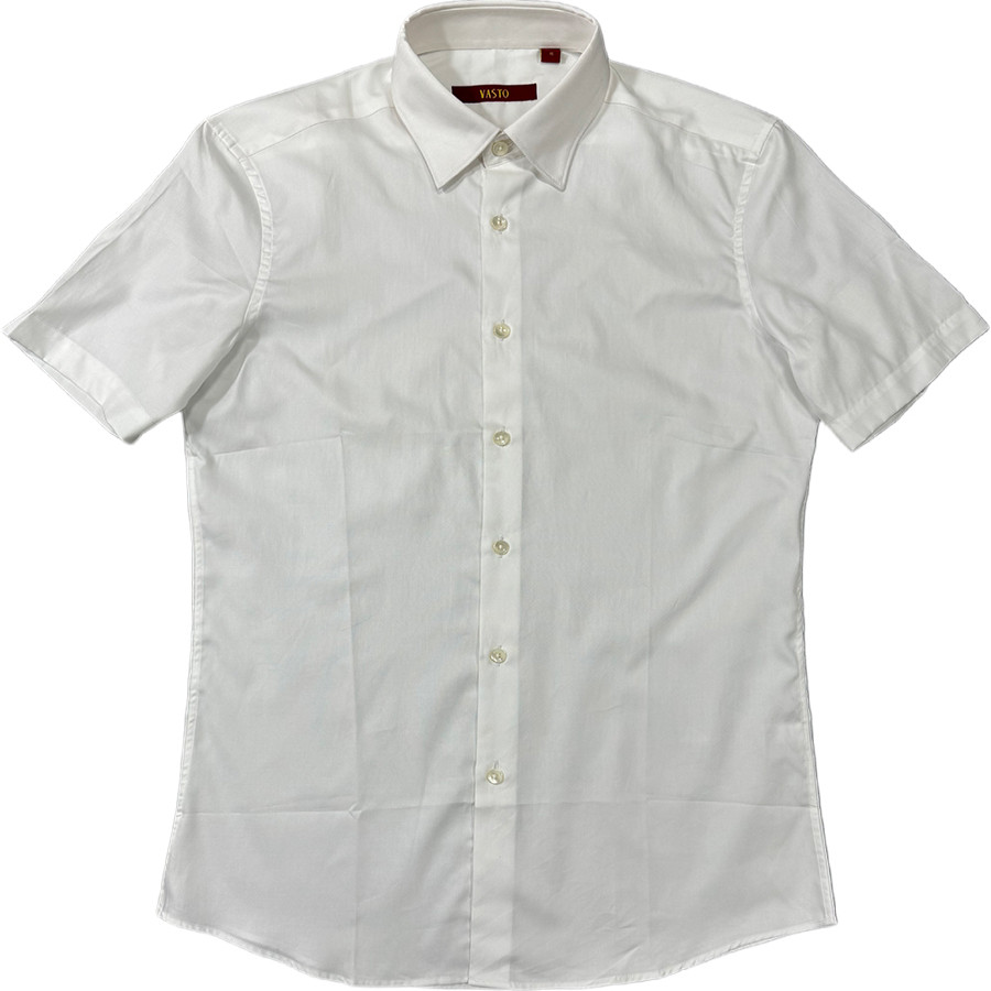 品牌商场正品1889元男士商务休闲纯白色短袖衬衫夏季通勤上班日常