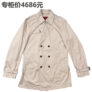 【质感风衣】意大利进口面料 专柜4686元 男士经典双排扣修身风衣