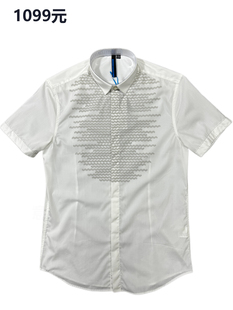 商场同款正品1099元男士时尚印花舒适棉莱赛尔短袖衬衫夏天透气潮