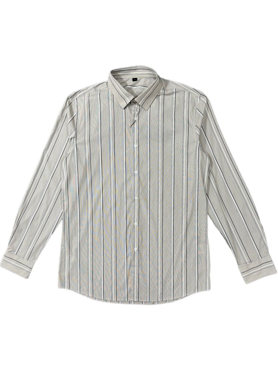 品牌孤品样衣男士商务休闲纯棉长袖衬衫条纹尖领修身通勤透气日常