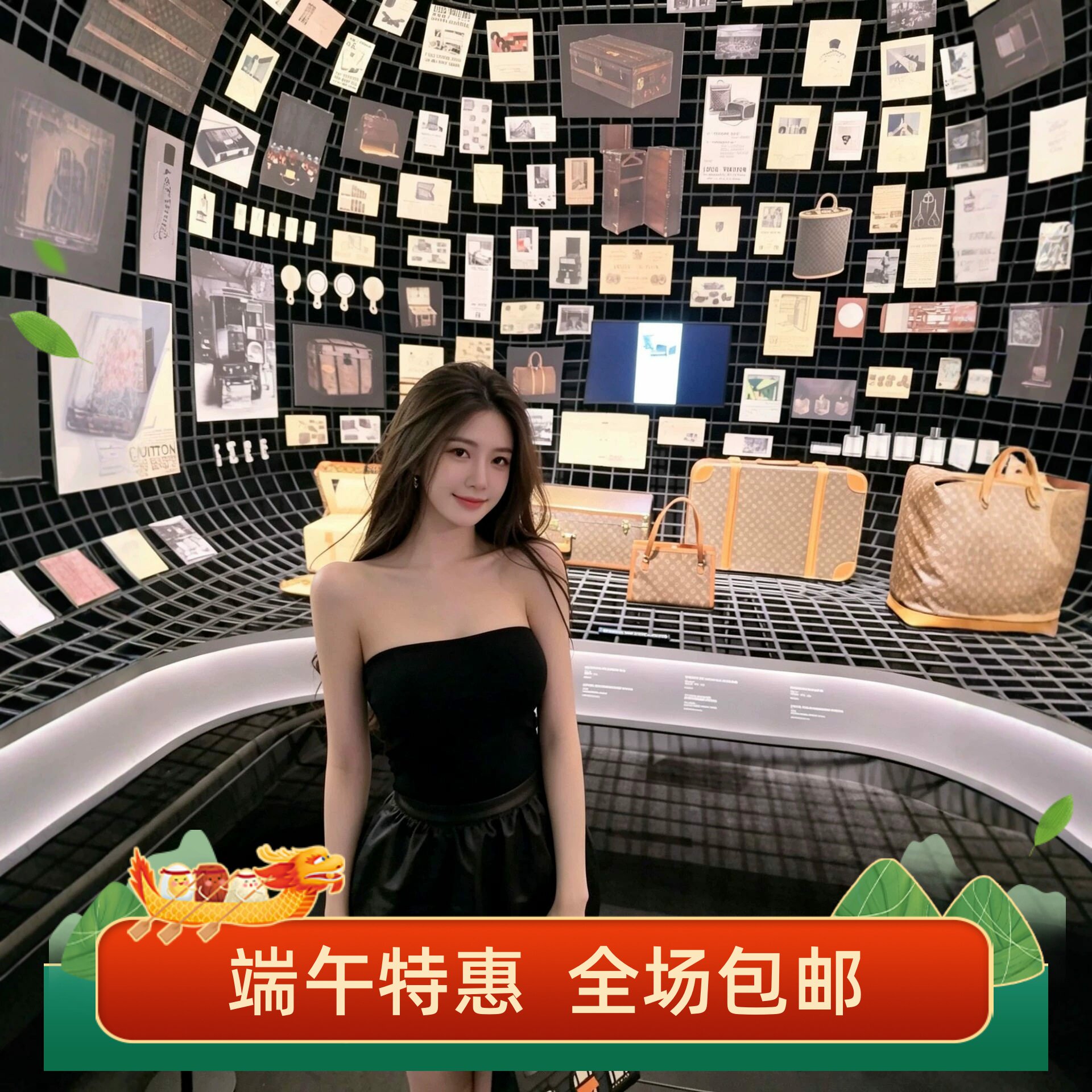 Chr 巧儿【长腿diy】百搭蓬蓬花苞裙女夏黑色显瘦高腰皮半裙短裙