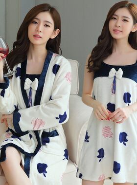 睡衣女2021年新款冬季加厚睡袍