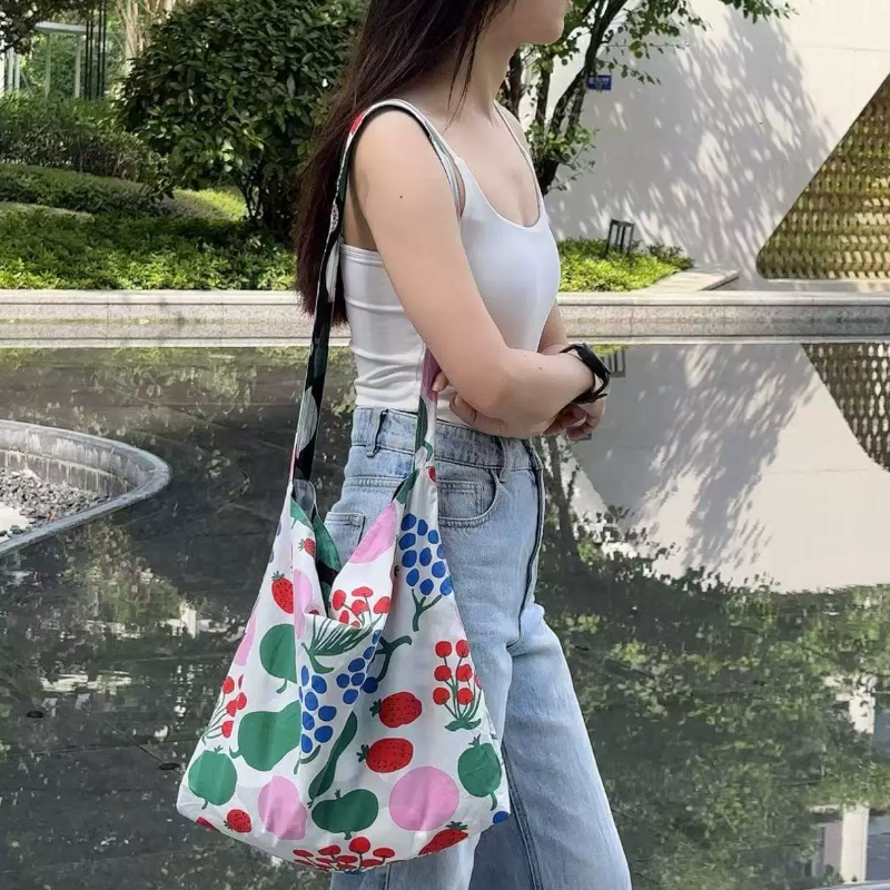 双面背紫色抽象植物几何棉布单肩斜挎包两用 新款女容量大包包