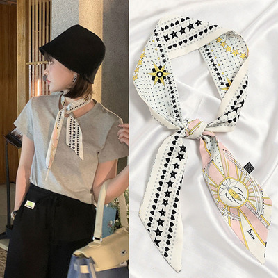 网红法式复古洋气时尚粉色丝巾