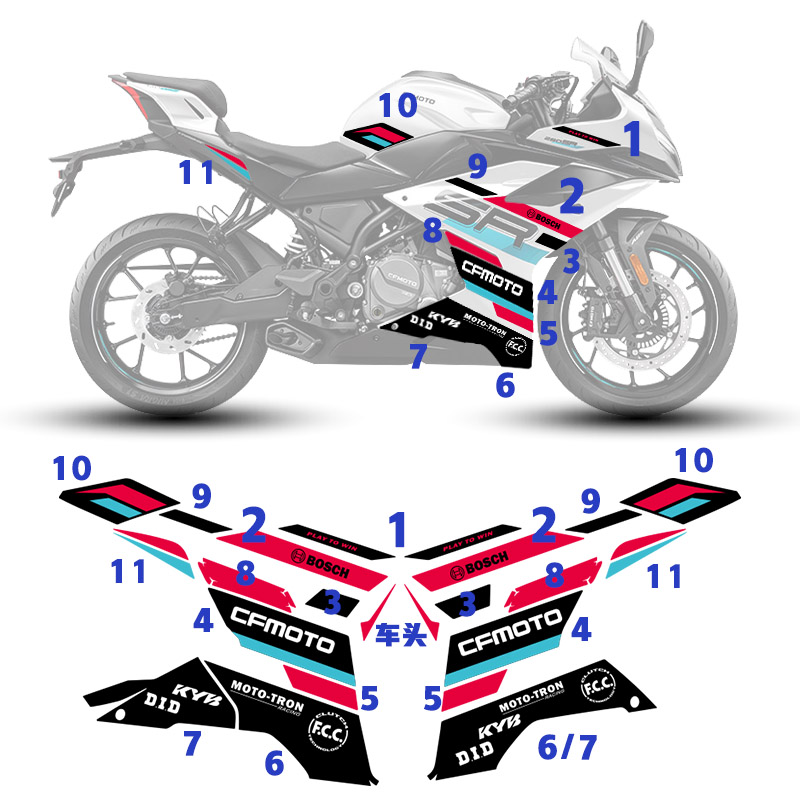 适用23款春风250sr赛道版版画摩托车贴纸改装保护装饰贴膜
