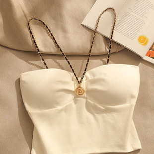 French - style chain - strap camisole 法式链条吊带背心上衣
