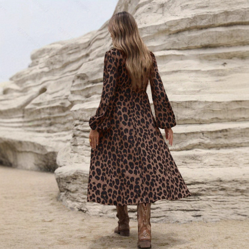 Leopardprintlong-sleevedress时