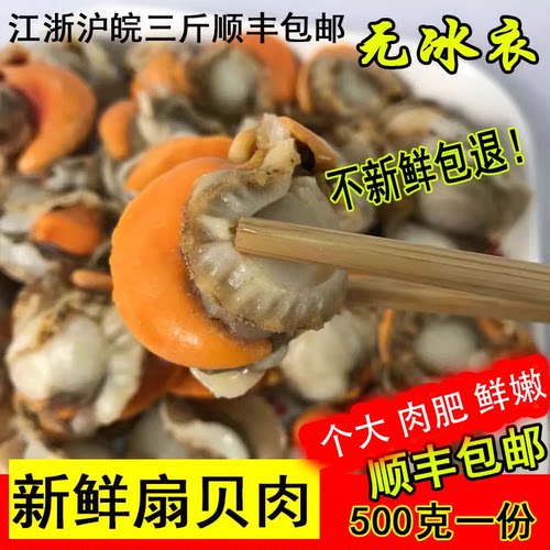 野生海鲜扇贝肉鲜活现剥速冻去壳冷冻贝柱开袋即食烧烤食材500g