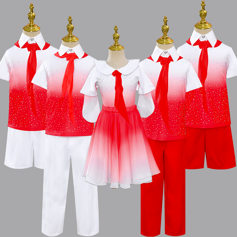 儿童大合唱团演出服中小学生诗歌朗诵表演服装飘扬的红领巾舞蹈服