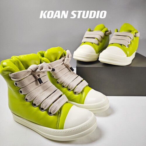 23FW主线粗鞋带果绿面包鞋RO胖丁海绵低帮羊皮潮男厚底增高情侣鞋