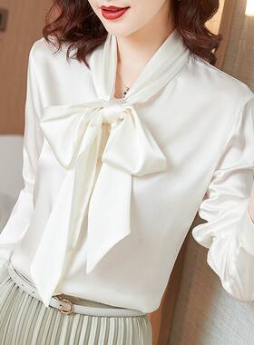 重磅仿真丝衬衫女士春秋新款