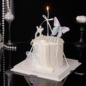 38女神节唯美珍珠皇冠queen蛋糕装 饰摆件透明蝴蝶女王节烘焙插件