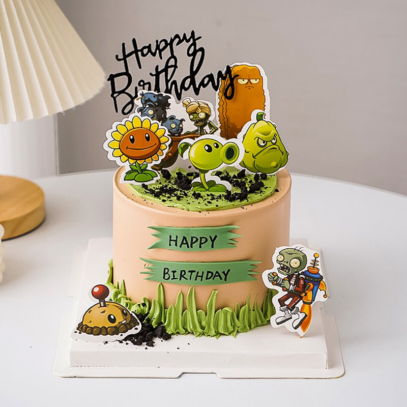 儿童生日蛋糕装饰植物大战僵尸卡通插牌豌豆射手太阳花网红插件,节庆用品/礼品,节日装扮用品,淘宝优惠券,粉丝福利购,淘宝优惠卷