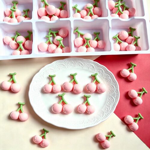 粉色小樱桃巧克力生日蛋糕装饰摆件卡通儿童甜品可食用烘焙插配件
