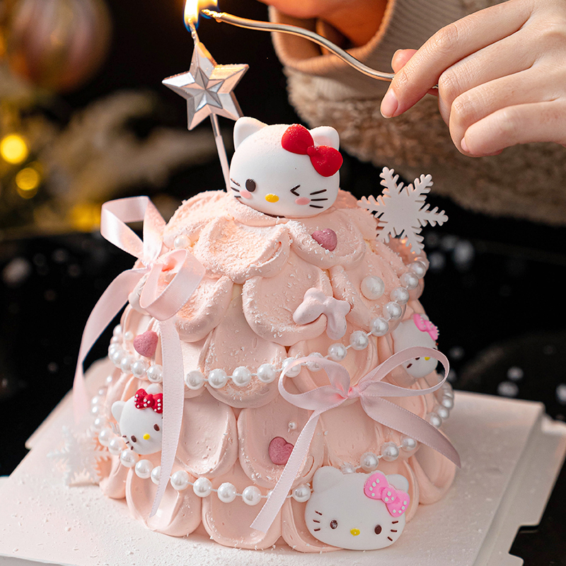 圣诞节hellokitty许愿树蛋糕装饰