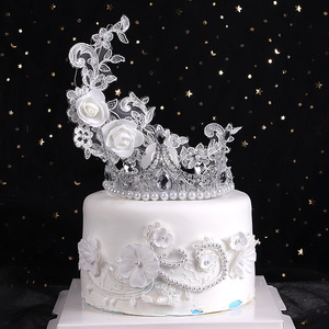 烘焙生日蛋糕蕾丝皇冠围边插牌插件蛋糕装饰摆件 蕾丝花边摆件