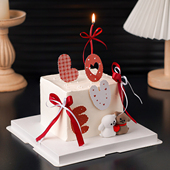 2.14情人节爱心拥抱线条狗蛋糕装 饰情侣告白LOVE丝带曲线蜡烛摆件