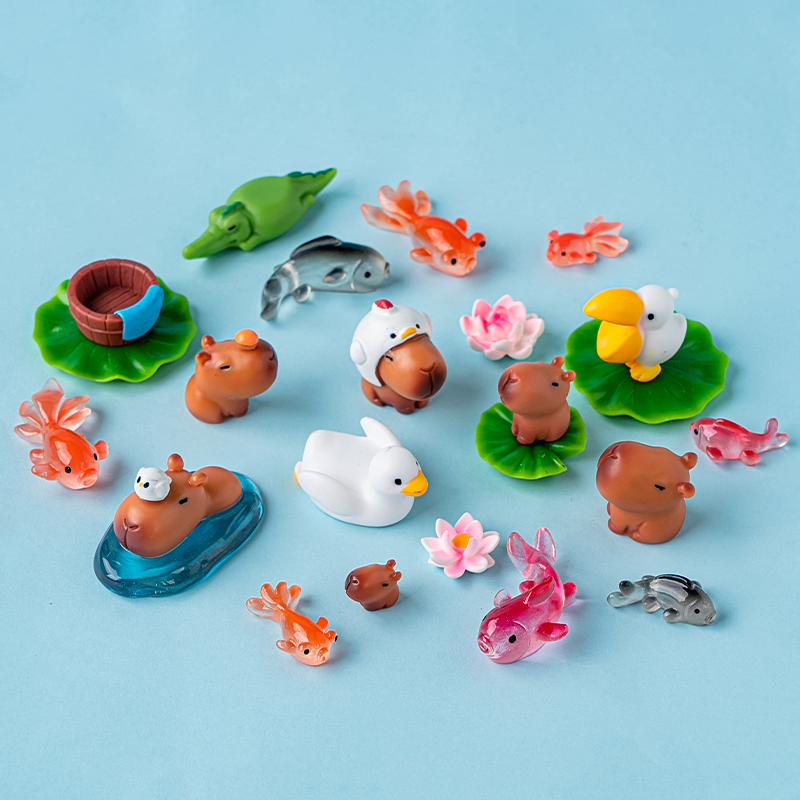 可爱水豚小公仔蛋糕装饰摆件迷你小动物桌面摆件手办玩偶甜品装扮