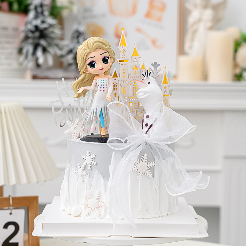 女生生日蛋糕装饰冰雪女王摆件