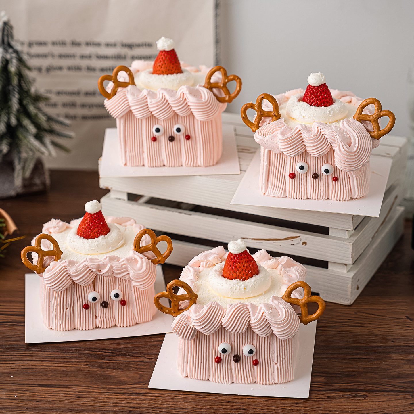 2026圣诞节卡通造型蛋糕装饰饼干眼睛糖珠平安夜派对甜品装扮插件