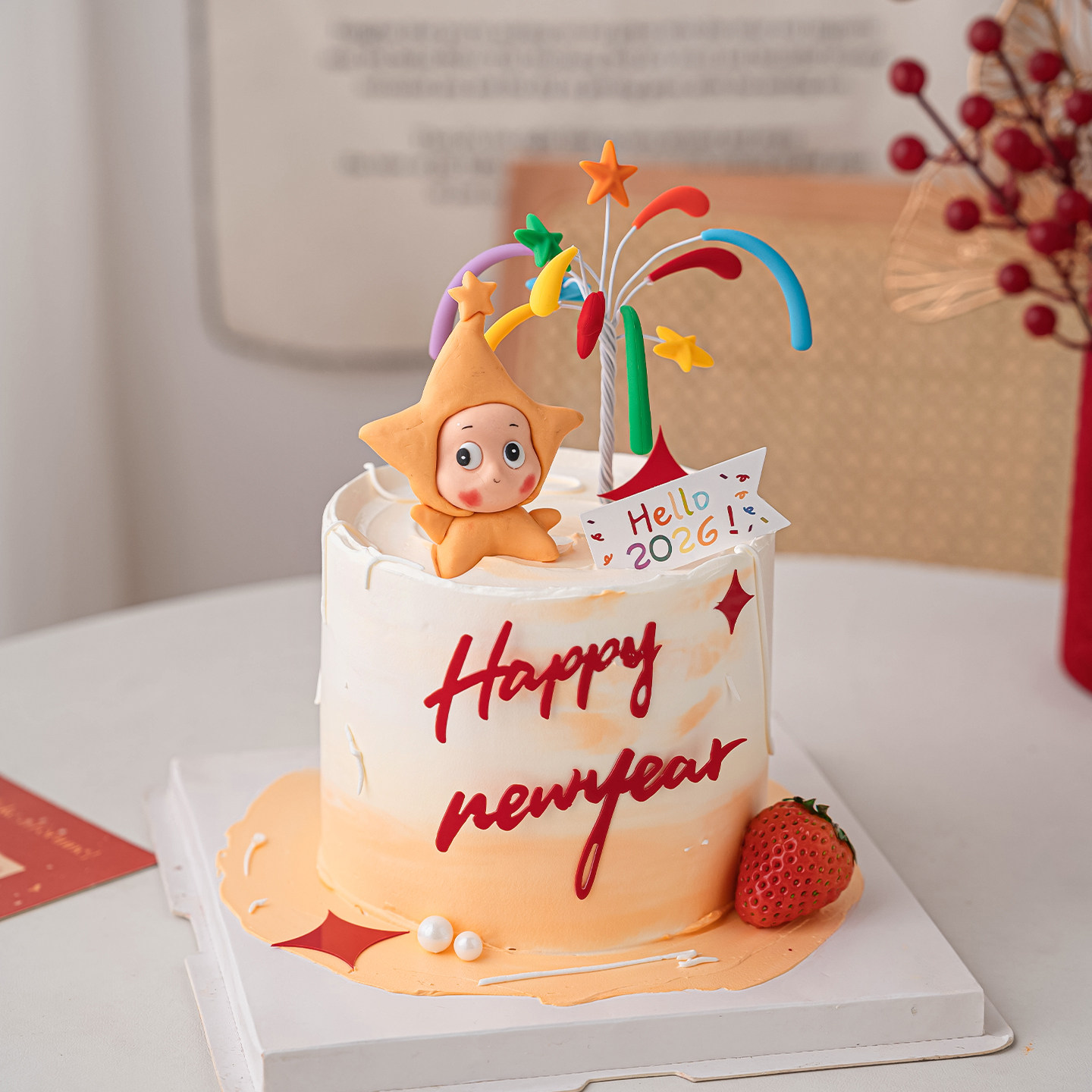 星星人新年蛋糕装饰摆件hello2026 happy new year亚克力礼花插件,节庆用品/礼品,节日装扮用品,淘宝优惠券,粉丝福利购,淘宝优惠卷