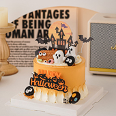 2025万圣节幽灵蛋糕装 饰南瓜城堡骷髅插件亚克力万圣节快乐装 扮