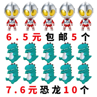 饰品摆件儿童男孩恐龙蛋糕插件 网红大头英雄超人打怪兽生日蛋糕装