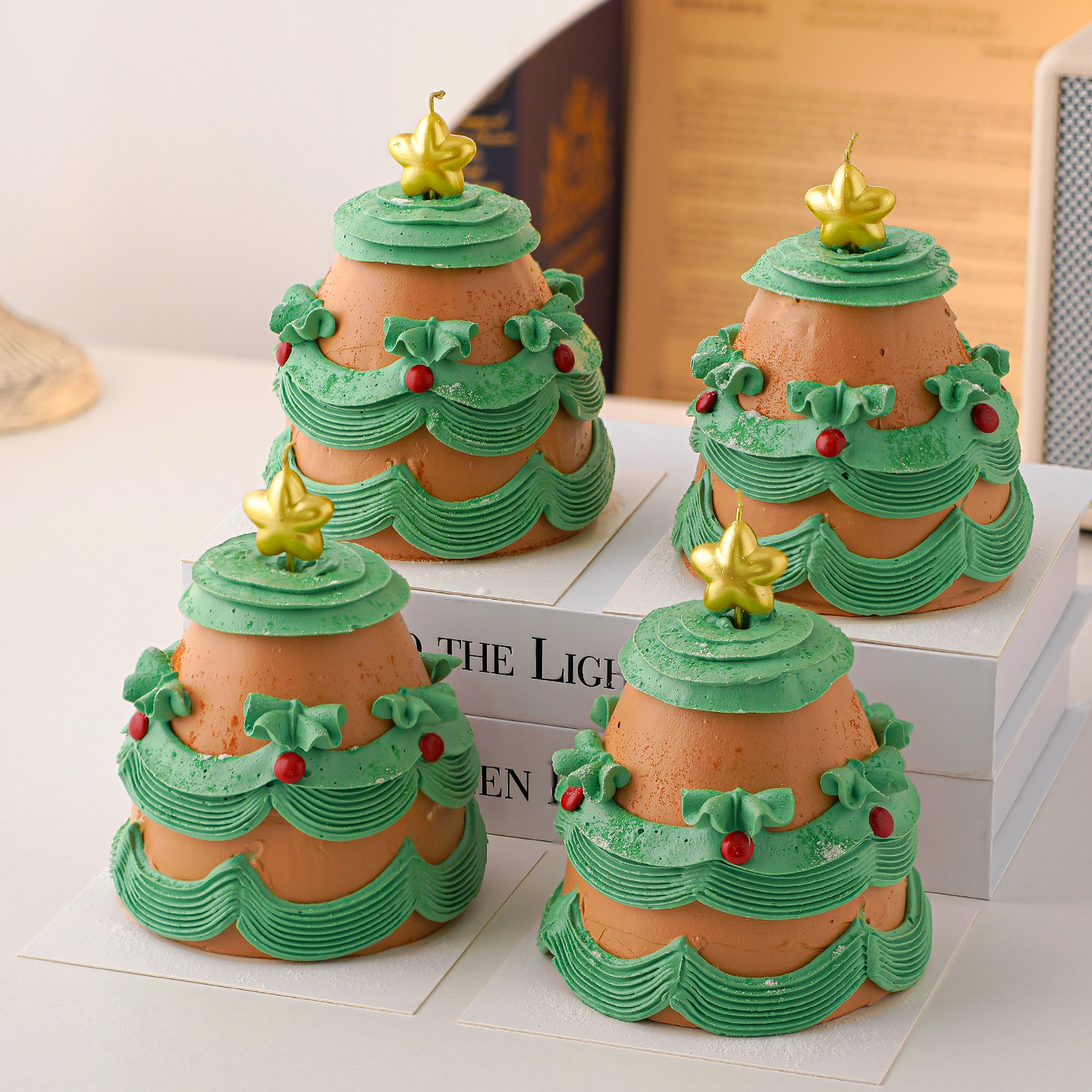 2026圣诞节蛋糕装饰金色五角星星蜡烛插件网红许愿圣诞树节日装扮