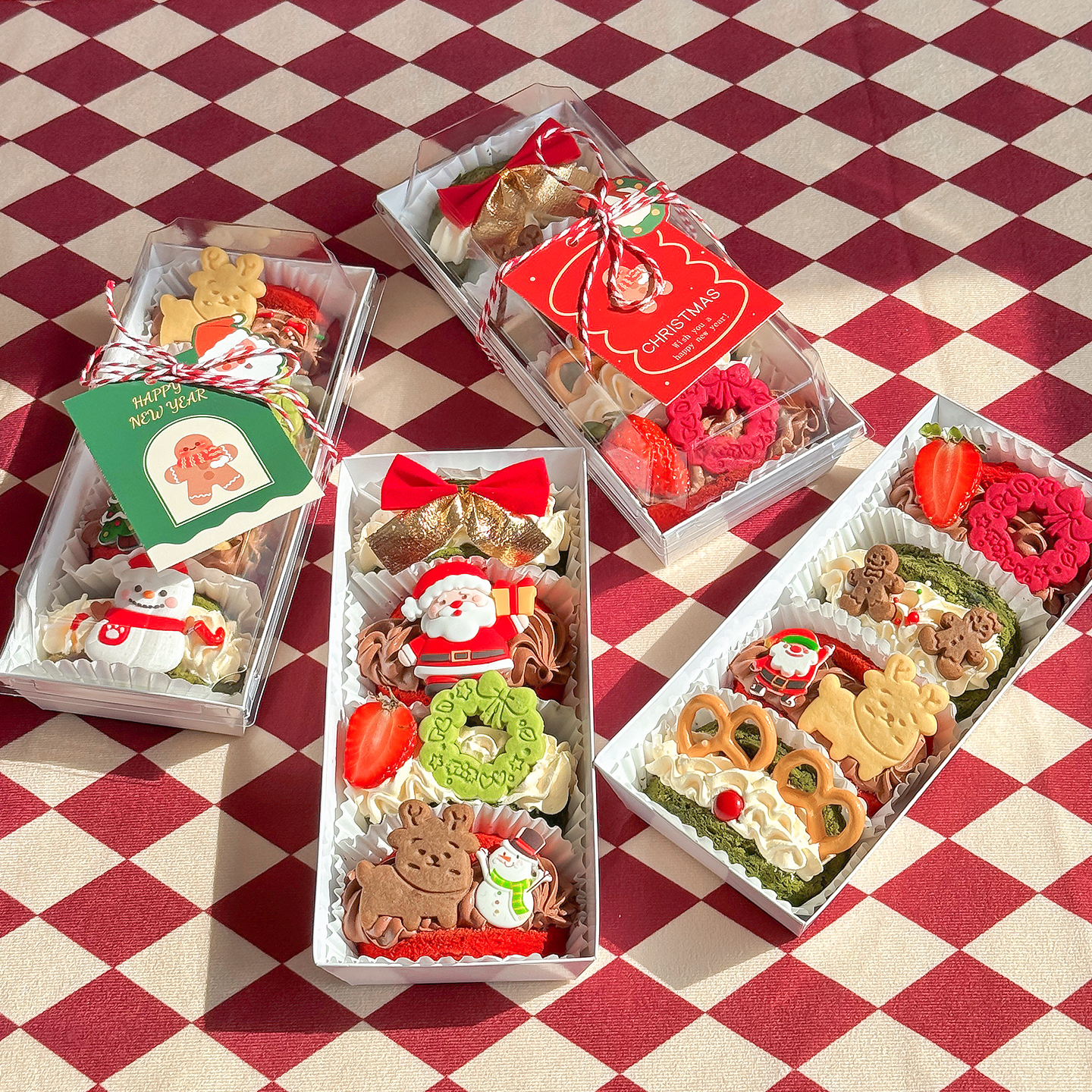 2026圣诞节快乐蛋糕装饰明信片插牌平安夜派对甜品西点包装打包盒