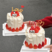 2.14情人节蛋糕装 饰双层爱心love亚克力插件情侣表白心形蜡烛装 扮