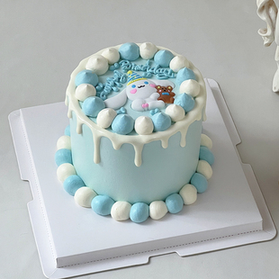 飾擺件復(fù)古卡通白色大耳狗派對甜品烘焙插件配件 玉桂狗軟膠蛋糕裝