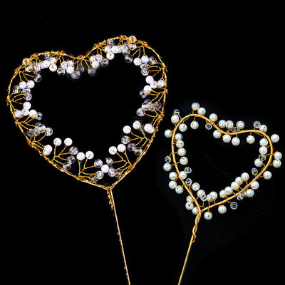 爱心七夕甜品台插牌摆件生日蛋糕