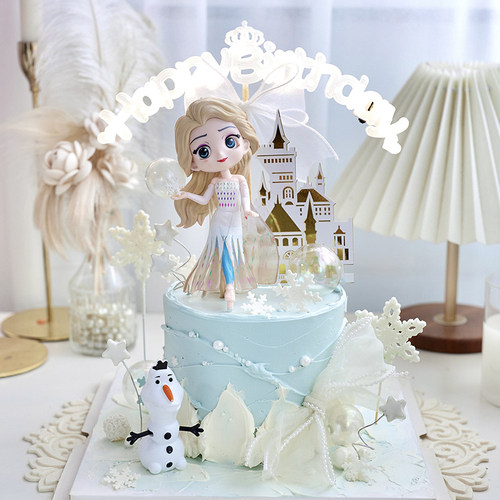 艾莎爱莎公主城堡蛋糕装饰