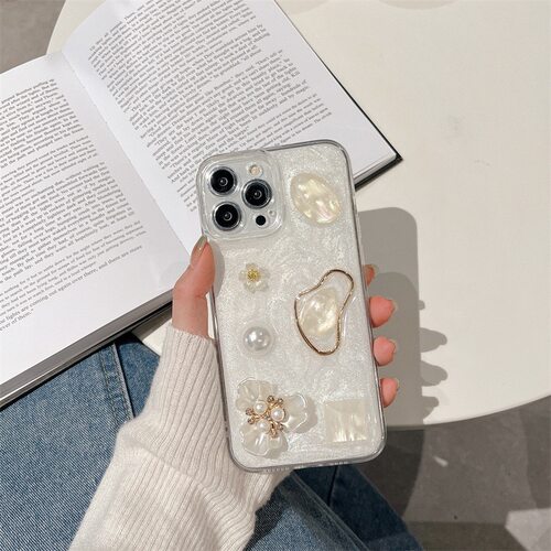 立体花朵珍珠宝石透明滴胶女神款